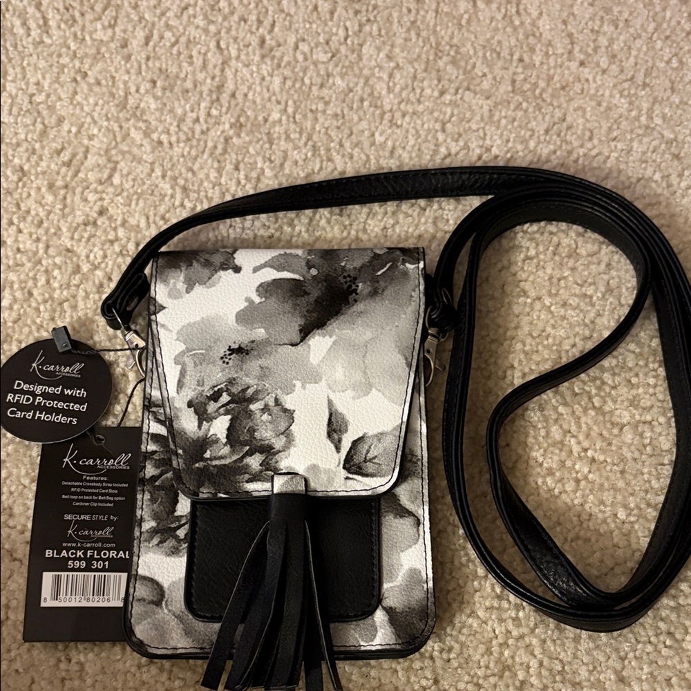 K. Carroll (The Harper)Black Floral Crossbody Bag NWT